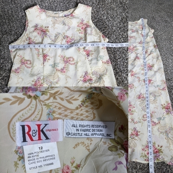 ✨3/$15 Vintage R&K Originals crinkle fabric floral maxi dress 12 - Picture 8 of 8